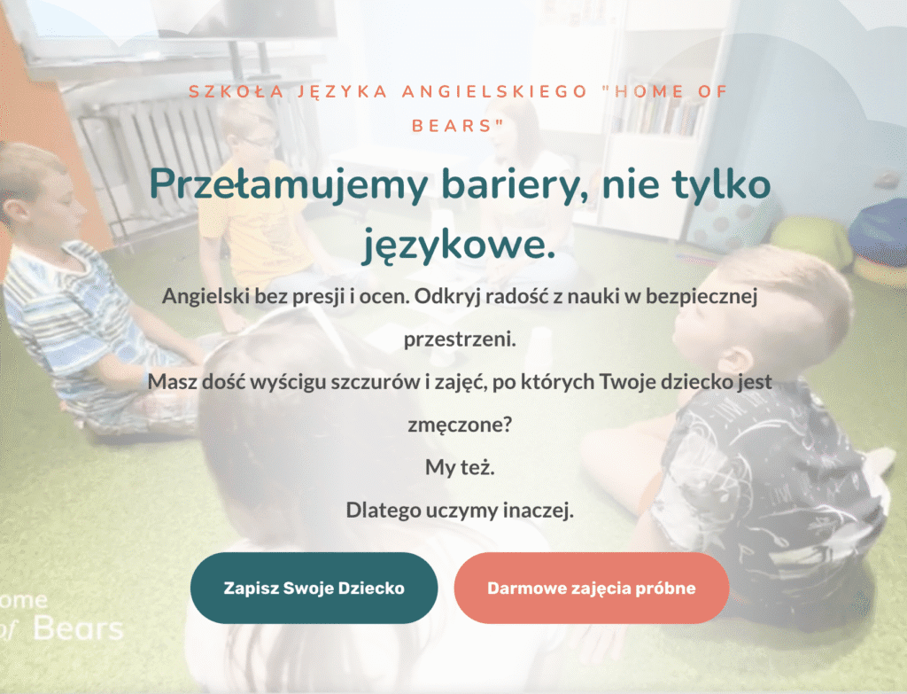 Wykonanie strony internetowej szkoły języka angielskiego Home of Bears